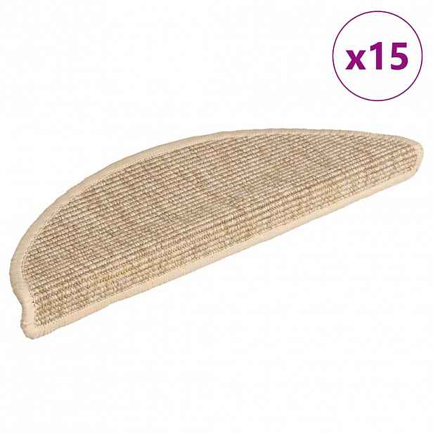 vidaXL Schodové rohože 15 ks 56 x 17 x 3 cm světle béžové, půlkulaté