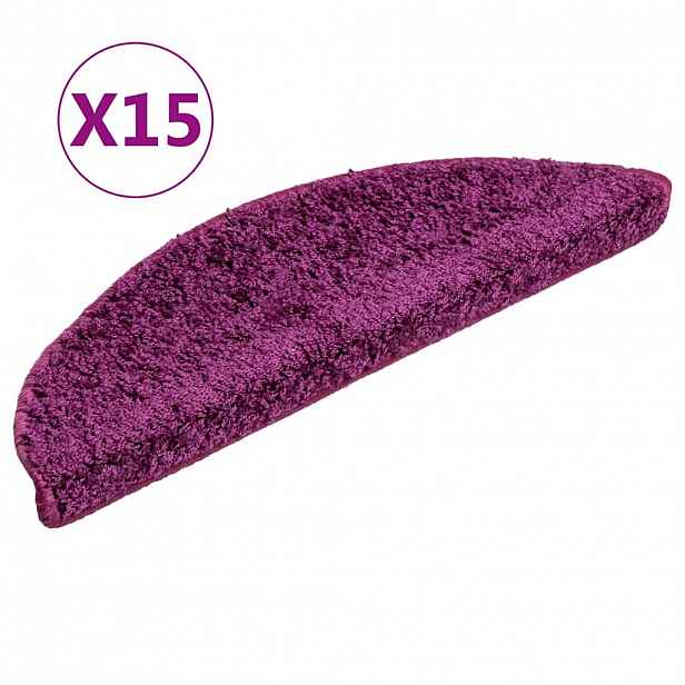 vidaXL Schodové rohože 15 ks 56x17x3 cm fialové půlkulaté