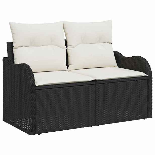 vidaXL Zahradní sofa s polštářem Černá 121 x 62 x 69 cm polyratan