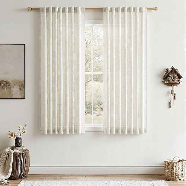 Záclony LNiane 140x145 Béžové 2 Ks Poloprůhledné Boho Cutewind