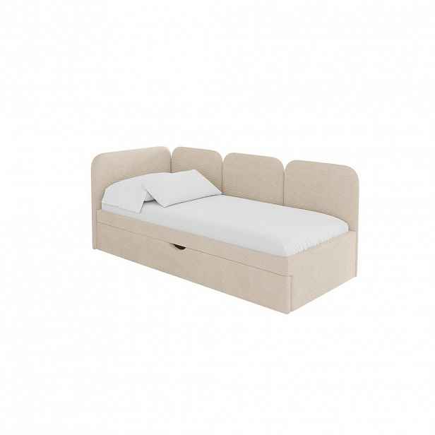 ALTDECOR JEDNOLŮŽKOVÁ POSTEL pro mládež s úložným prostorem, vpravo - ALVY 90x200 béžová