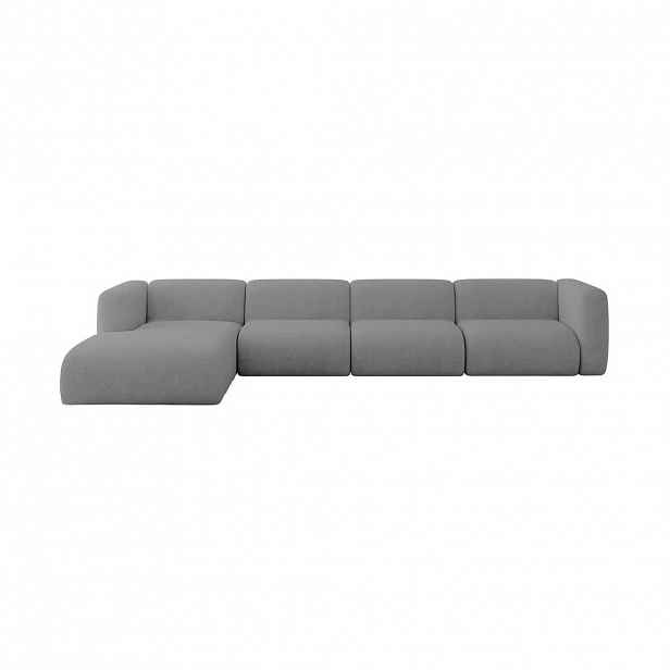 ALTDECOR ROHOVÁ SEDAČKA S LEVOU OTOMANOU MIRA-L3 409x179x70 Šedá Velur