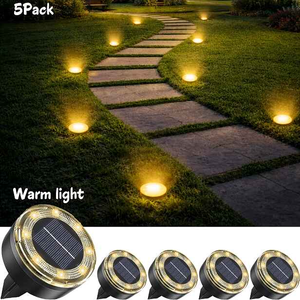TEMU 56LED 7 BALEN 40LED 5 BALEN Solární zemní světlo, IP44 Solární zemní svítidlo, Vylepšené LED ploché krajinné osvětlení, Vhodné pro venkovní