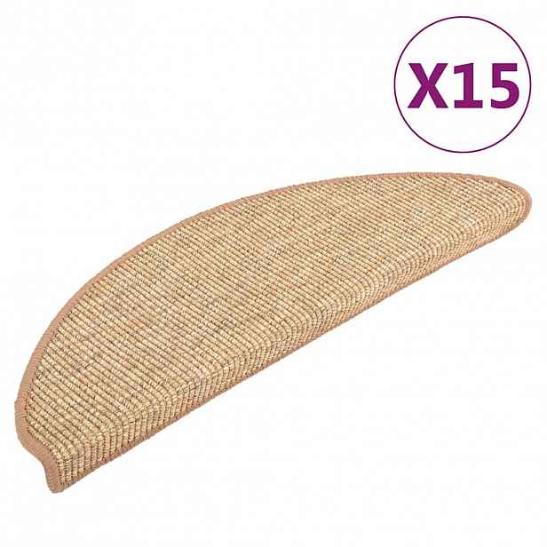 vidaXL Schodové rohože 15 ks 56 x 17 x 3 cm světle hnědé půlkulaté