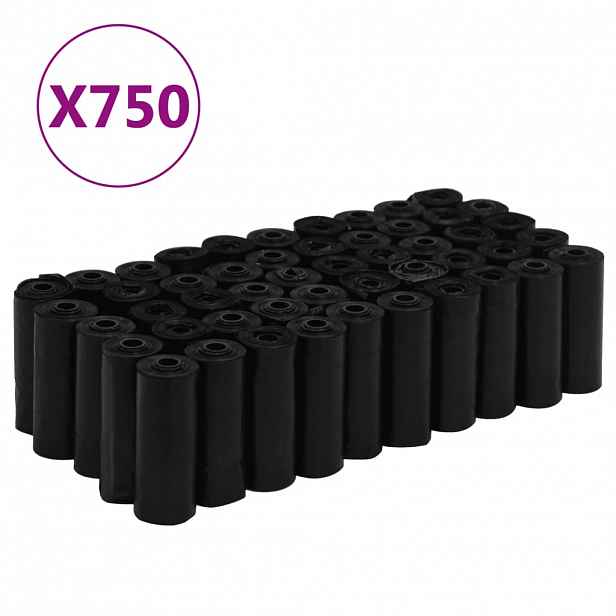 vidaXL Sáčky na psí exkrementy 750 ks černé 30 x 20 cm PE