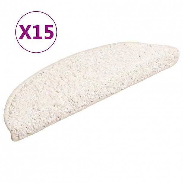 vidaXL Schodové rohože 15 ks 56 x 17 x 3 cm bílé půlkulaté
