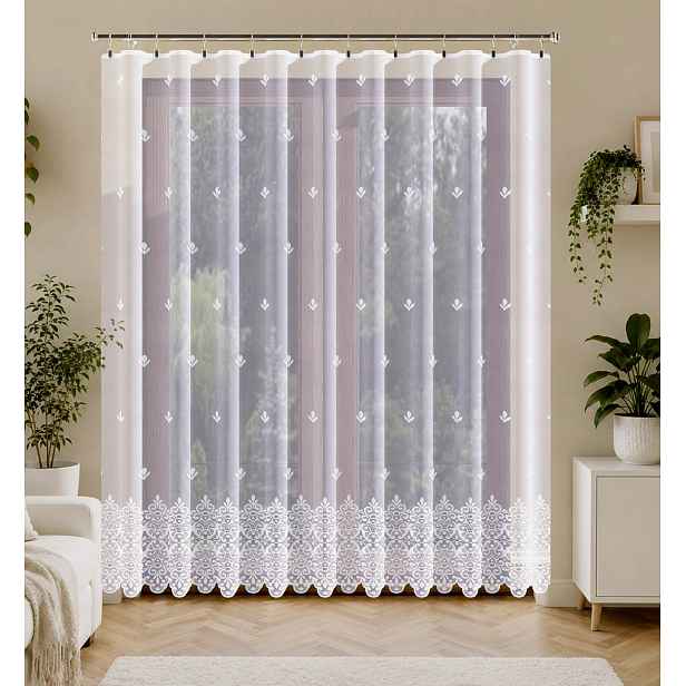 Vzor 107449 záclona velikost 300 x 250 cm, jednoduchá (hotová) s lemováním