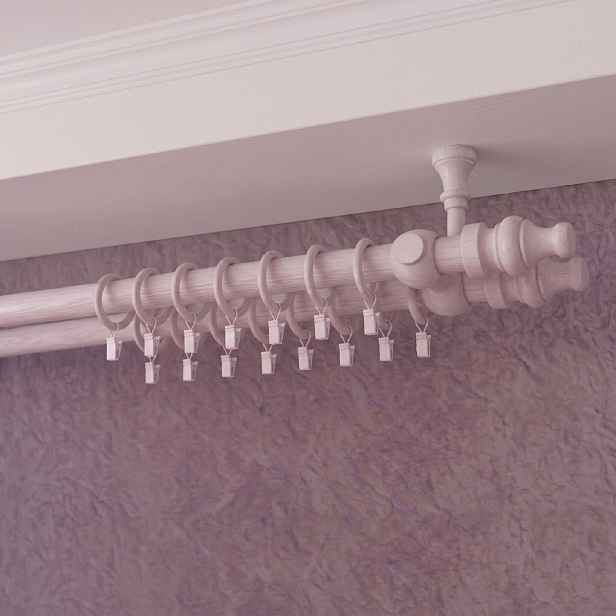 Dřevěná garnýž Ø 28 mm více rozměrů LINDA TOP FIX bílá dvouřadá Mybesthome Rozměr: 200 cm