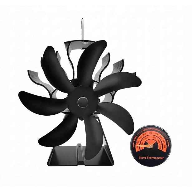 Krbový ventilátor 7 lopatek s napájením teplem Teploměr je součástí balení