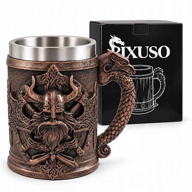Pivní Sklenice Na Pivo 500 ml Vikingské Topory Severský Středověký Dárek Pro Tatínka