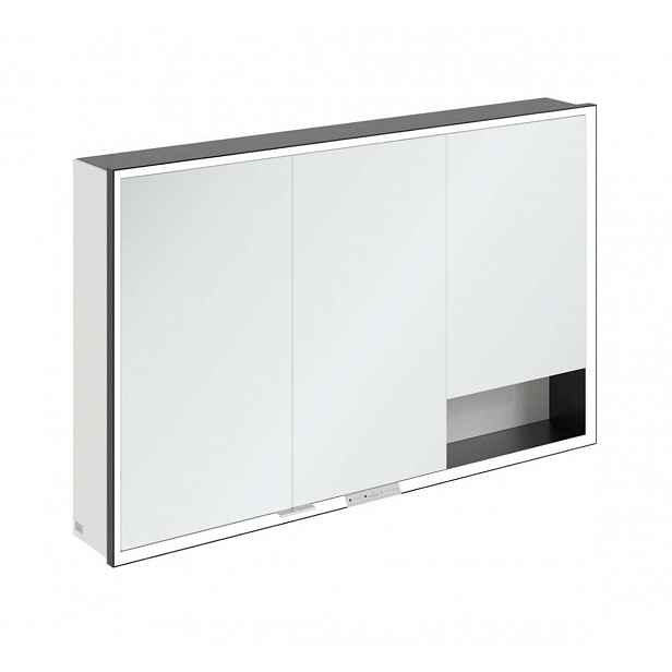 Villeroy & Boch My View+ - Zrcadlová skříňka s LED osvětlením 120x75x17 cm, 3 dvířka, matná černá/šedá B48112VE