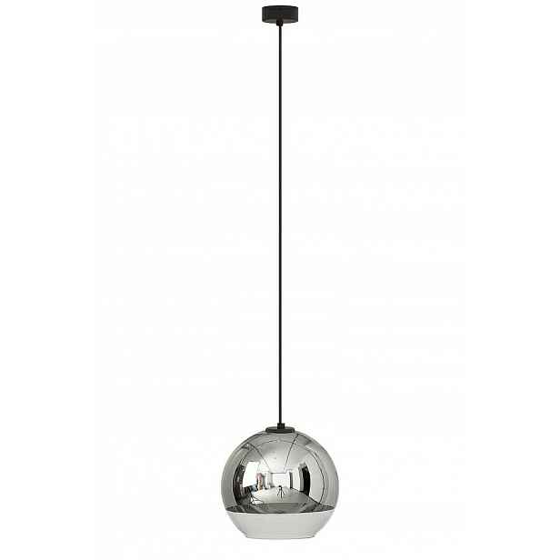 Závěsná lampa Globe Plus Černá Stříbrná Skleněná Stínidlo 1xE27 25 cm Stropní