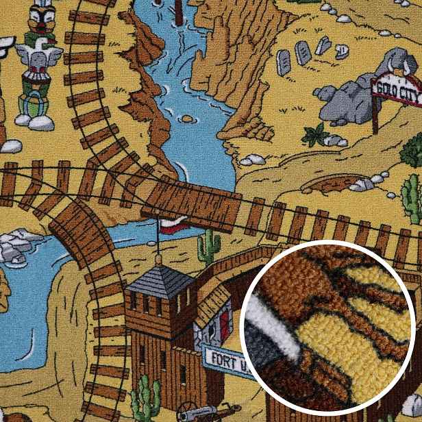 AKCE: 100x193 cm Dětský metrážový koberec Western, šíře, vícebarevná, filc, dětský pokoj, AladinWorld Expres