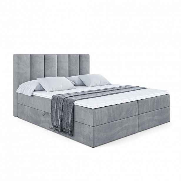 ALTDECOR AMERICKÁ postel s matrací H3 a roštem – BOXI1 – 120 × 200 cm, šedá