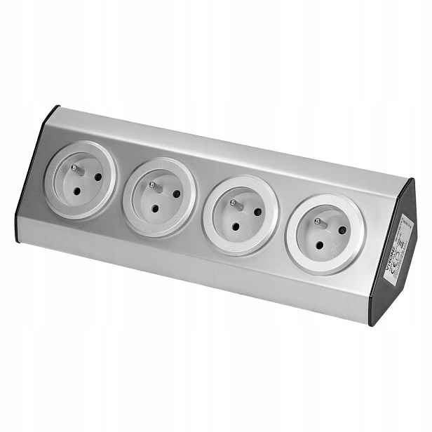 Podskříňkové nábytkové zásuvky 4x2P+Z Inox na suchý zip, typ E