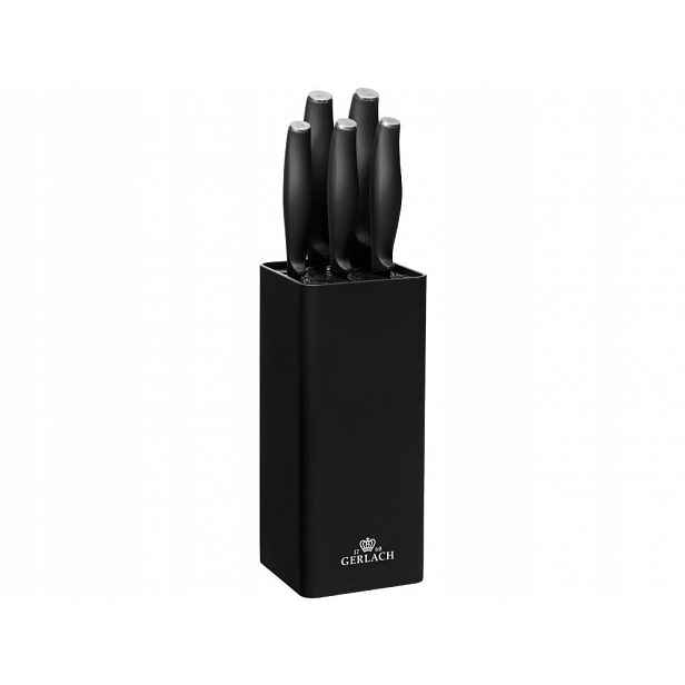 Sada nožů Gerlach Comfort 5 ks v černém bloku ocel X30Cr13