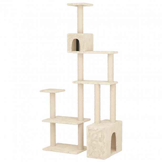 vidaXL Kočičí strom se škrabacími sloupky sisal Krémová 177,5 cm