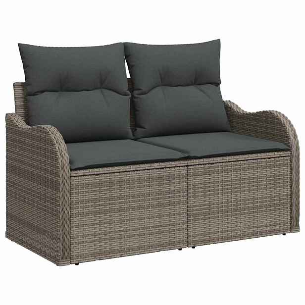 vidaXL Zahradní sofa s polštářem Šedá 121 x 62 x 69 cm polyratan