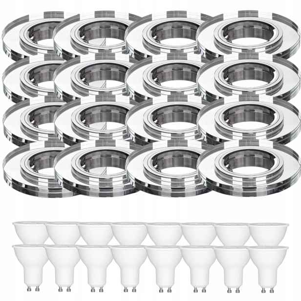 16 x Skleněné Stropní Svítidlo Zapuštěné Do Stropu Křišťál Led Žárovky 1.5 W