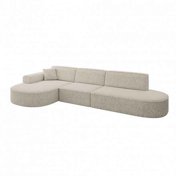 ALTDECOR ROHOVÁ SEDACÍ SOUPRAVA s otomanem vlevo MARI-L2 – 328 x 171 x 79 cm, béžová látka