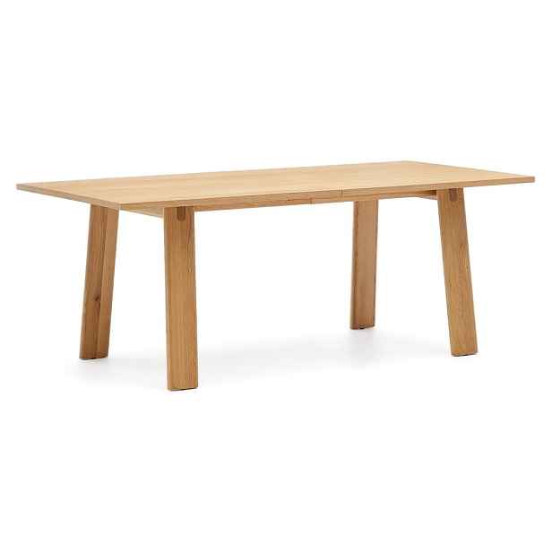 Rozkládací jídelní stůl s přídavnou deskou s deskou v dubovém dekoru 95x200 cm Arlen – Kave Home