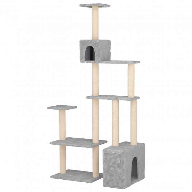 vidaXL Kočičí strom se škrabacími sloupky sisal Světle šedá 177,5 cm
