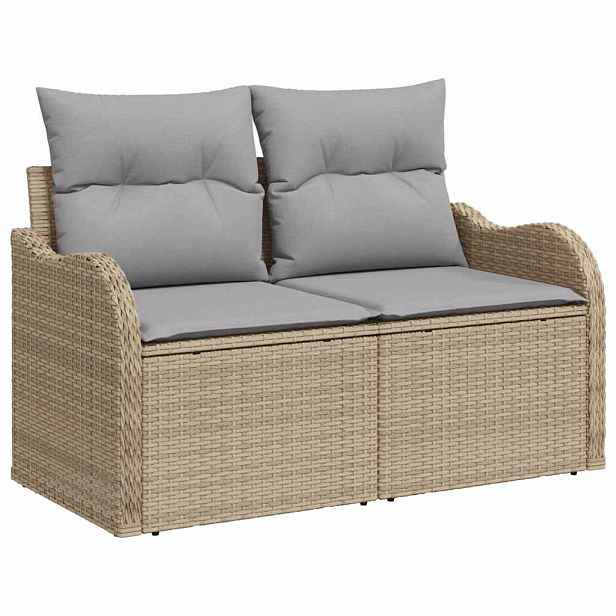 vidaXL Zahradní sofa s polštářem Béžová 121 x 62 x 69 cm polyratan