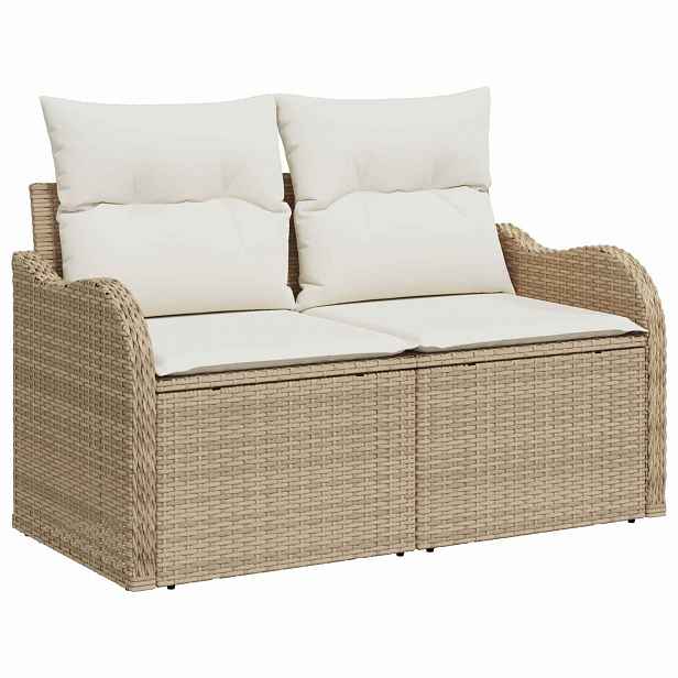 vidaXL Zahradní sofa s polštářem Béžová 121 x 62 x 69 cm polyratan