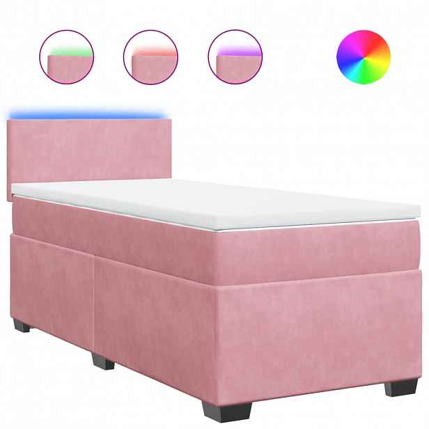 vidaXL Box spring postel s matrací růžová 80 x 200 cm samet