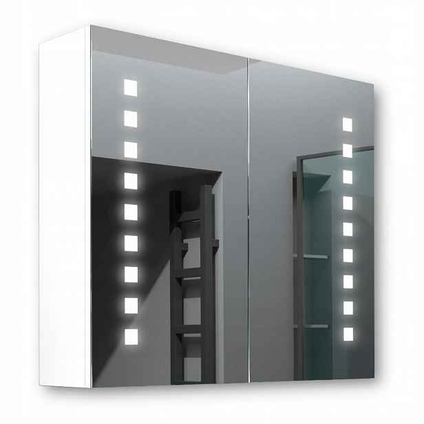 Dřevěná skříňka 80x70 Led zrcadlo Merkur Bílá