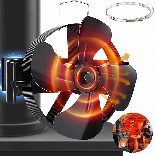 Krbový Ventilátor, Ventilátor Pro Kamna Bez Elektřiny, Tichý Ventilátor, Černý