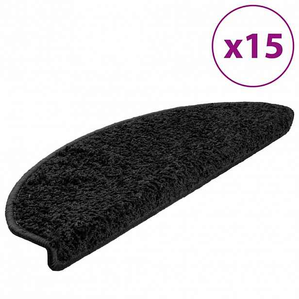 vidaXL Schodové rohože 15 ks 65 x 21 x 4 cm černé, půlkulaté, velké