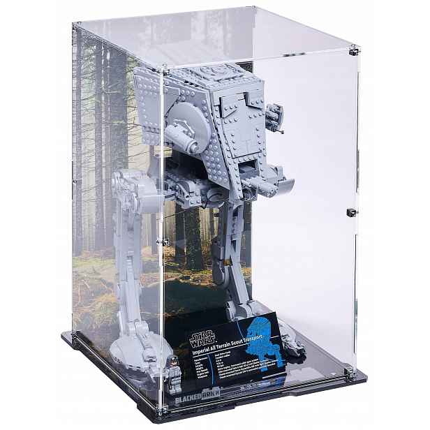 Vitrína s pozadím Blacked Brick pro Lego 75417 Star Wars Kráčející stroj At-st