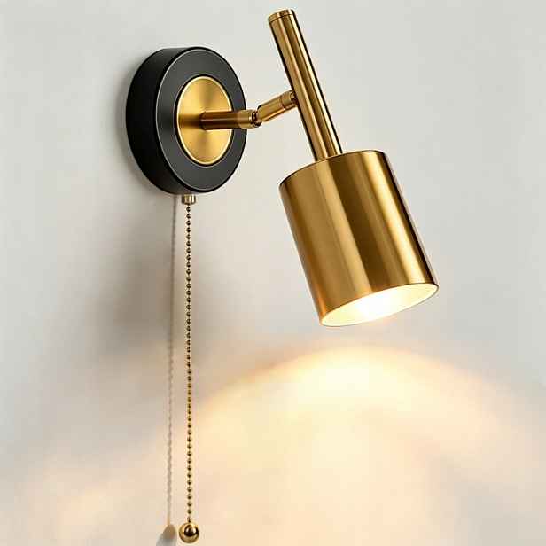 Nástěnné svítidlo Retro Gold E27 s kabelem a vypínačem, Vintage nástěnná lampa
