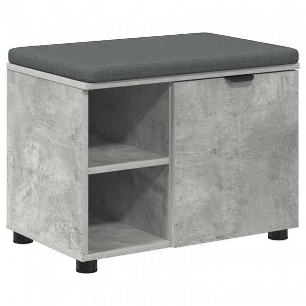vidaXL Chodbičková lavice s polštářem Betonově Šedá 60 x 38 x 46 cm