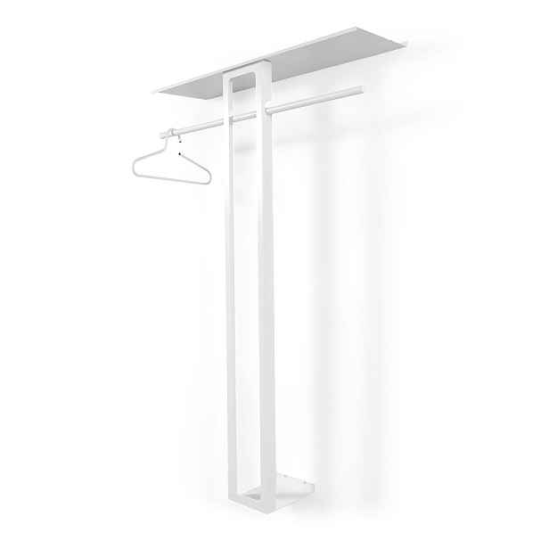 Bílý ocelový nástěnný věšák s poličkou 100 cm Luno Large – Spinder Design