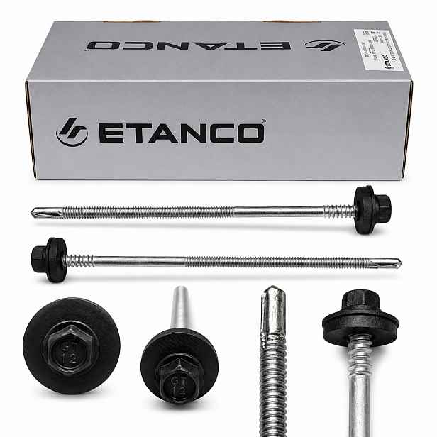 Šrouby Etanco do sendvičové desky 110 mm pro ocel do 12 mm Ral 9005 100 ks