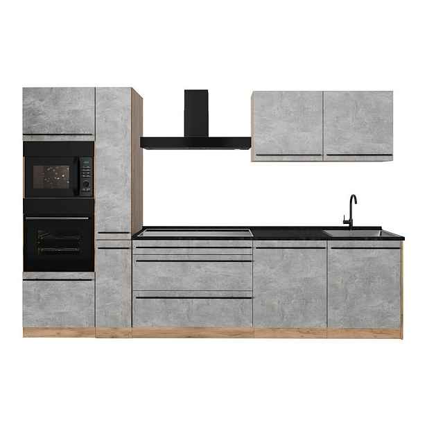 Vicco KUCHYŇSKÝ KOUT R-Line, Beton/Zlatý mocný dub, 310 cm bez pracovní desky