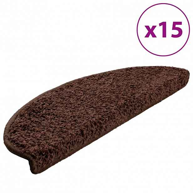 vidaXL Schodové rohože 15 ks 65 x 21 x 4 cm hnědé, půlkulaté, velké