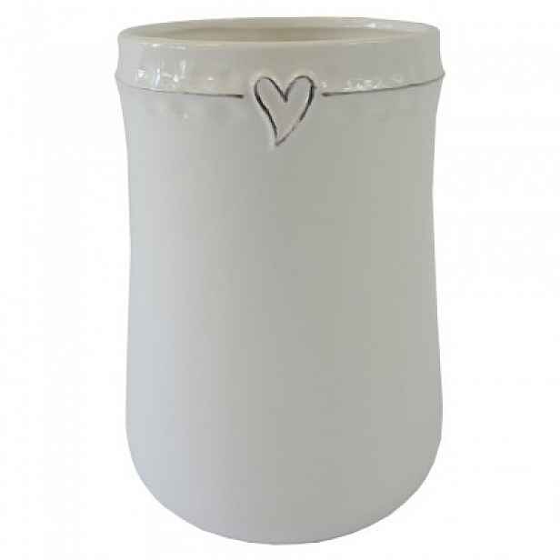 Keramická váza VK45 bílá se srdíčkem (17 cm)