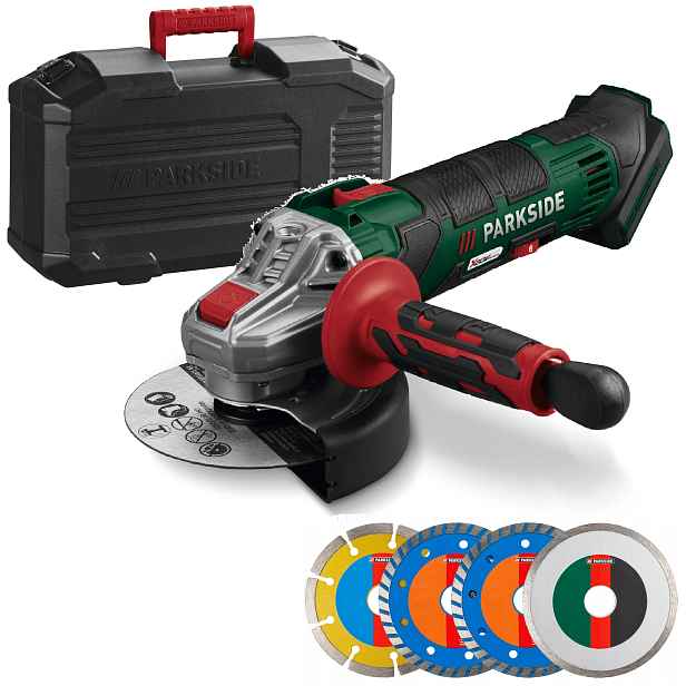 Aku úhlová bruska Parkside s diamantovými kotouči 125 mm Pwsa 20V