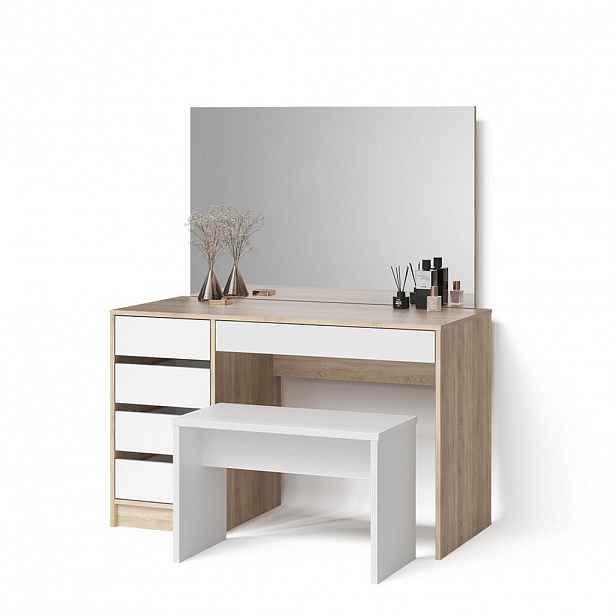 Livinity® TOALETNÍ STOLEK Imola Bílá/Sonoma 120 cm s lavičkou
