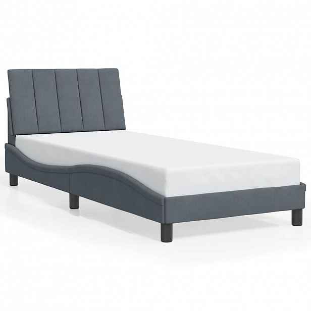 vidaXL Rám postele bez matrace Hanko tmavě šedý 90 x 200 cm samet