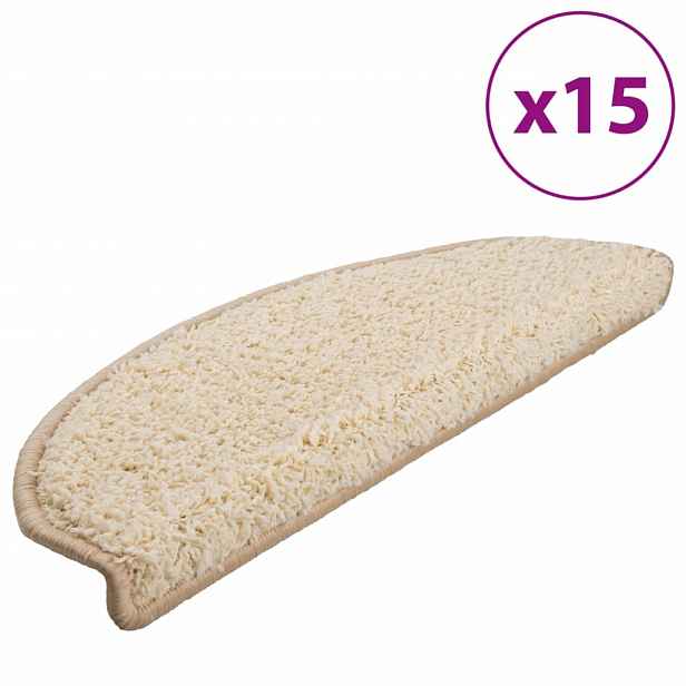 vidaXL Schodové rohože 15 ks 65 x 21 x 4 cm krémové, půlkulaté, velké