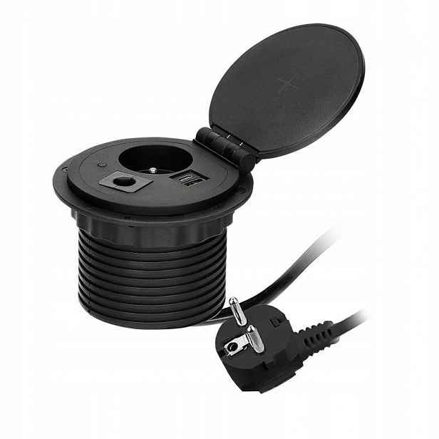 Zásuvka zapuštěná do pracovní desky 1x250V 2xUSB OR-GM-9015B