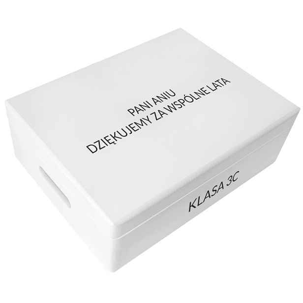 Krabička bílá jako dárek s vlastním textem a fotografií loga, Uv tisk 40x30 cm