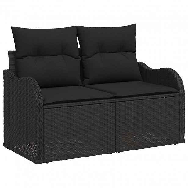 vidaXL Zahradní sofa s polštářem Černá 121 x 62 x 69 cm polyratan