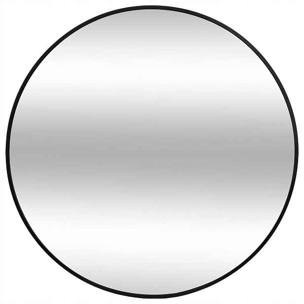 Zrcadlo Nástěnné Závěsné Kulaté Velké Černý Kovový Rám Ø 70 cm