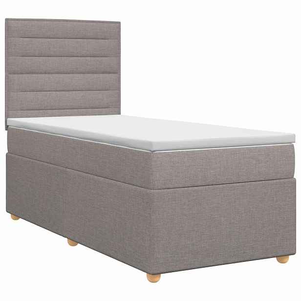 vidaXL Postel boxspring s matrací s čelo Taupe 100 x 200 cm Textil
