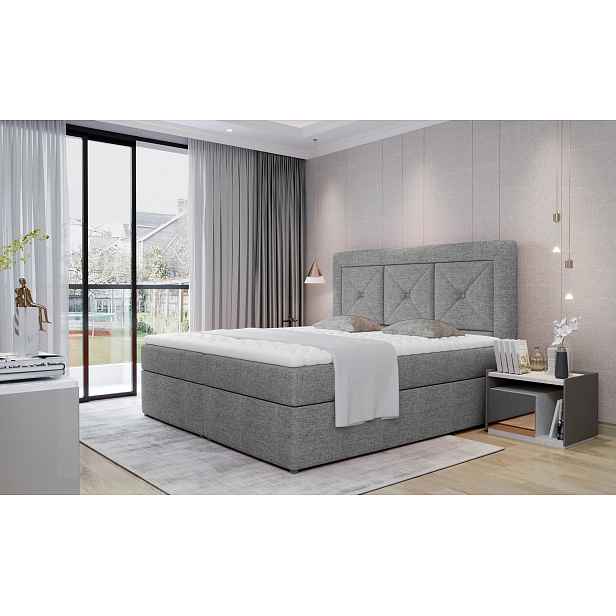 Kontinentální postel s úložným prostorem 160x200 IRANO - popelavá